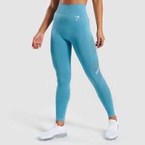 Gymshark flawless knit teal leggings tights